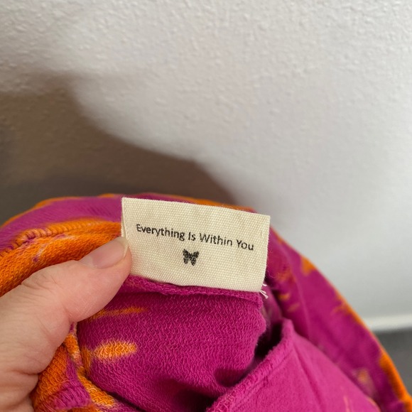 Abacaxi Tie Dye Jogger Pants Women's Size S Pink Orange Cotton Harem Boho - Picture 3 of 5